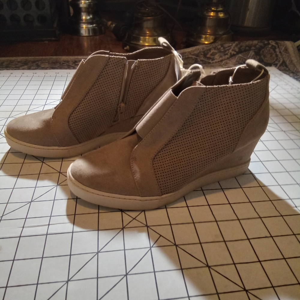 A New Day Tan Wedges with Suede Finish